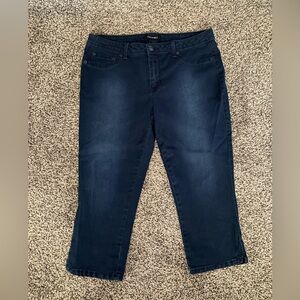Roz Ali Jeans 14 Skinny Capri Leg Dark Blue Stretch Denim Capris